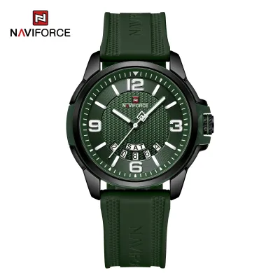 NAVIFORCE 9215 Men Wristwatch Top Brand Luxury Waterproof Calendar Watch Rubber Original Sport Military Army Quartz Male Clock - Green